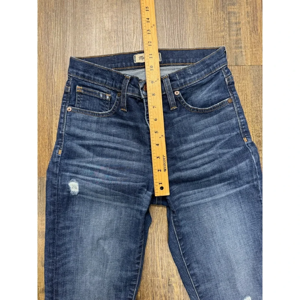 Madewell High Rise Skinny Jeans Distressed Raw Hem Dark Wash H0317 Womens 27